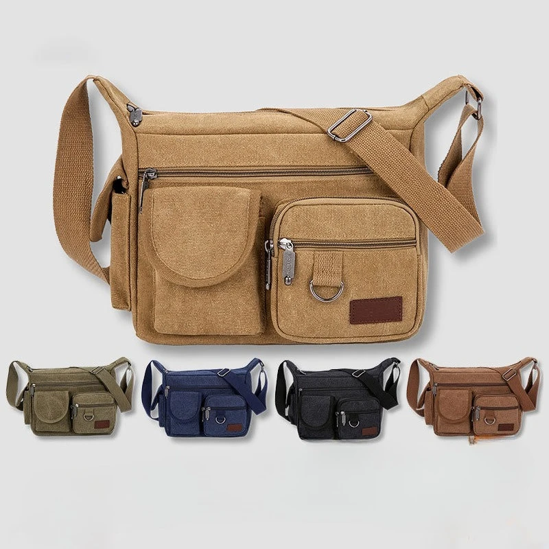 

Business Men's Canvas Bag Retro Crossbody Bag Versatile Large Capacity Men's Bag Wear-resistant Shoulder Bag