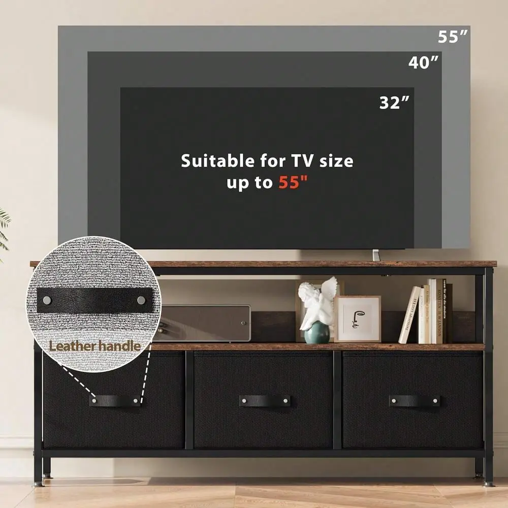 

Inch TV Stand With 3 Drawers, Small Entertainment Center With Storage, TV Console Table For Living Room And Bedroom
