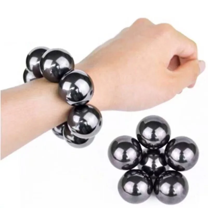 15mm Round Black Magnet Strong Magnetic Ball Bead Bracelet Stone Health Care Magnetic Polishing Ball Game DIY Jewelry Decor Gift
