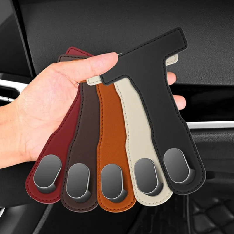Car Co-Pilot Glove Box Hook - Heavy-Duty PU Leather Organizer with Adjustable Strap, Secure Snap Closure for Multiple Vehicles