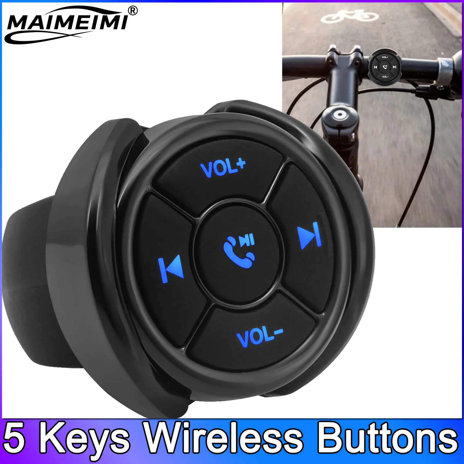 

QC 5 Key Wireless Remote Control Steering Wheel Button for Motorcycle Bike Car DVD Music Player Android Media Remote Controller