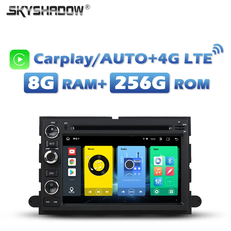 

4G SIM DSP автомобильный DVD-плеер Carplay Android 8. 0 8G + 13,0G GPS РАДИО wifi Bluetooth для Ford Fusion Explorer F150 Edge экспедиция