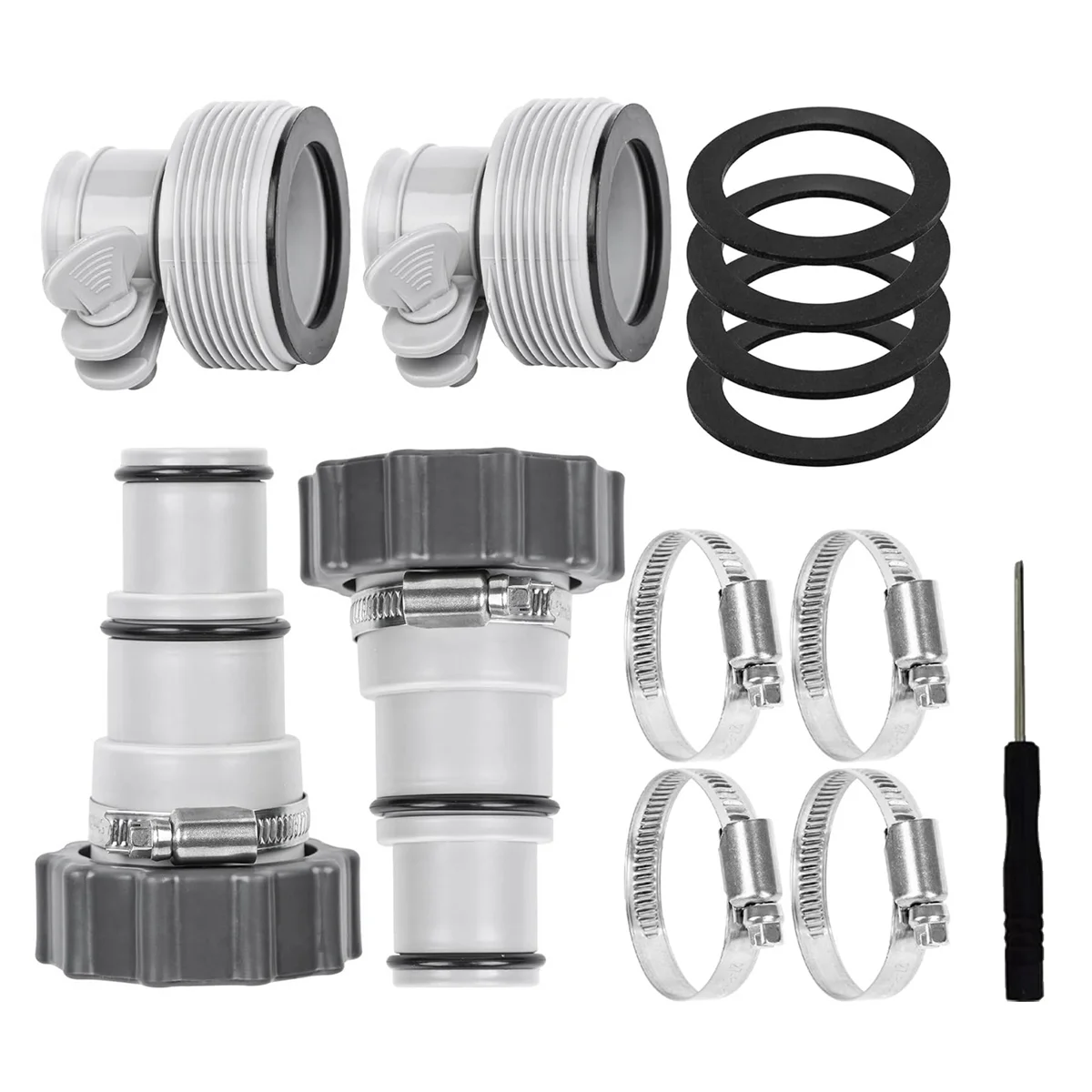 

Pool Hose Adapter with Clamp Washer 2 Types Conversion Connector Replacement Pool Hose Adapter for Intex Threaded