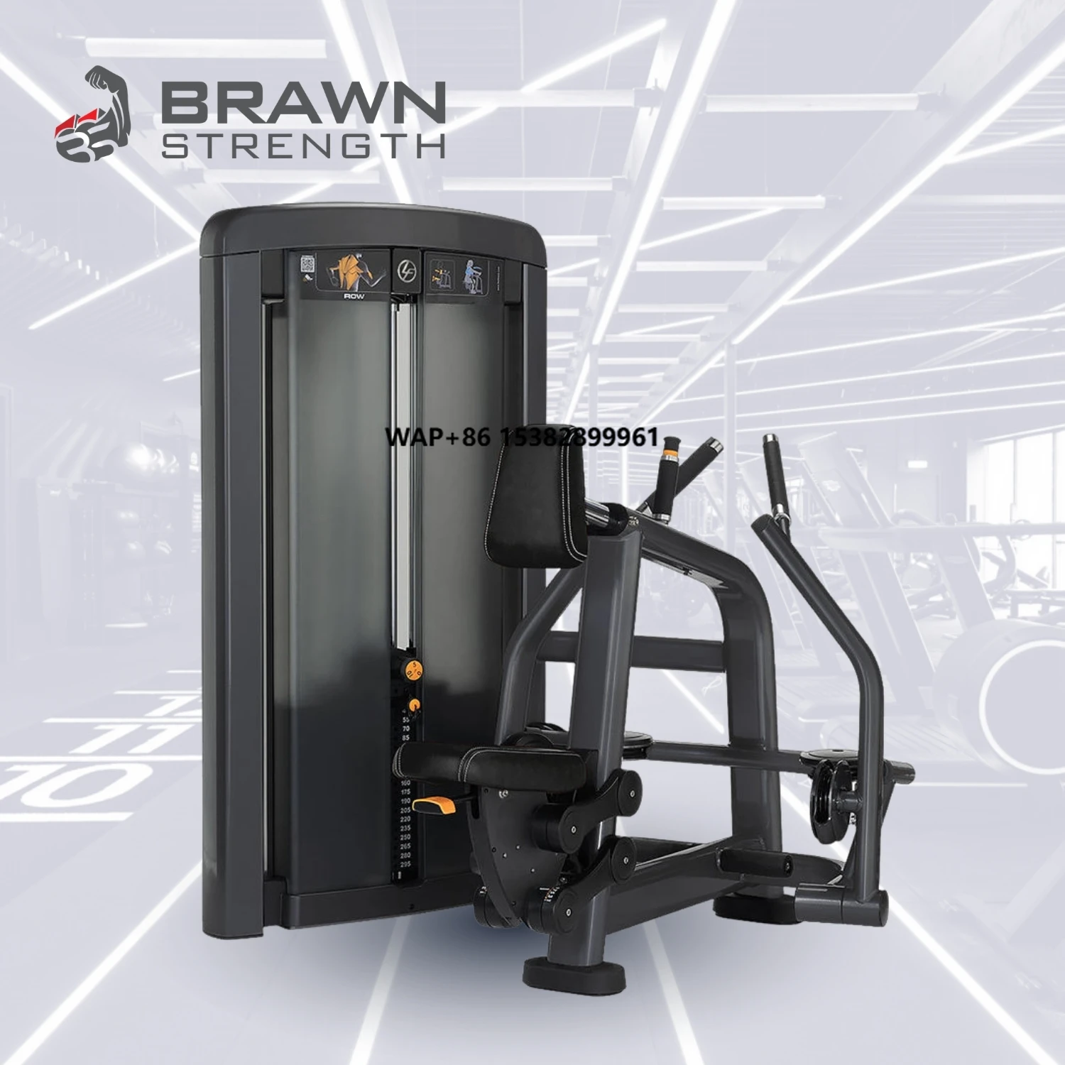 Brawn Strength Commercial Gym Pin Loaded Seated Back Row Machine Strength Training Gym Equipment OEM ODM