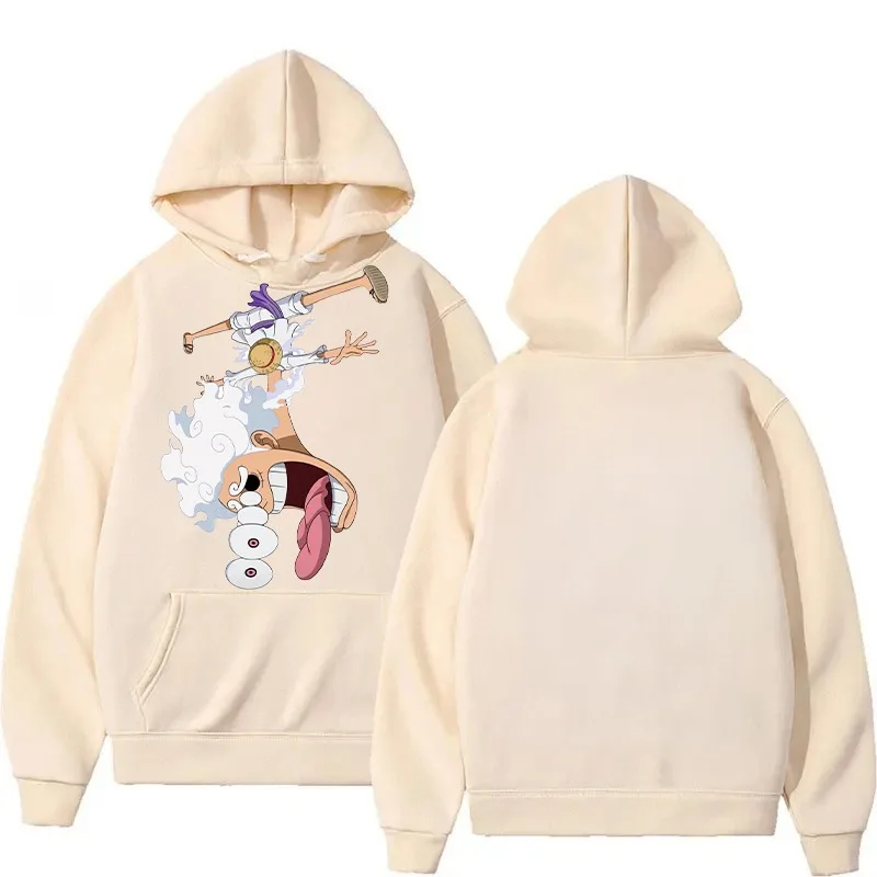 เสื้อฮู้ดลายลูฟี่สุดฮาจากวันพีซ ผ้าฝ้าย ใส่ได้ทั้งฤดูใบไม้ร่วงและฤดูหนาว สไตล์สตรีท คู่รัก ทรงหลวม สบายๆ แขนยาว เสื้อคอสเพลย์ลูฟี่