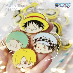 One Piece Brooches Cartoon Luffy Zoro Nami Chopper Sanji  Anime Action Figures Metal Enamel Badge Backpack Lapel Pins Toys Gifts