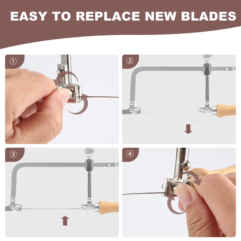 Promotion! Coping Saw Steel Frame And 12 Pcs Diameter 1Mm Wire Saw, Accurate Cutting For Wood, Metal, Plastic, Etc.