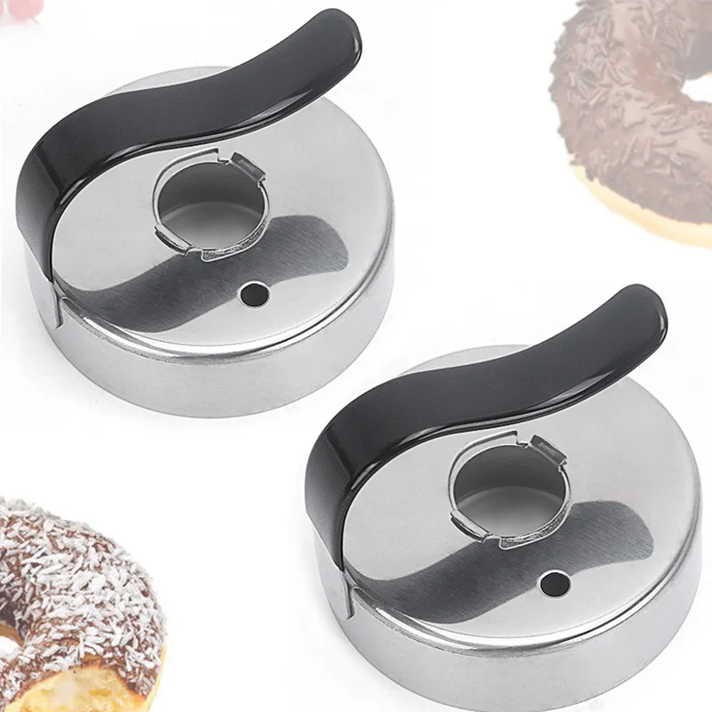 

50Pcs Stainless Steel Donut Mould Cake Mold Multifunctional Donut Ring Fondant Cookie Muffin MakerBaking Utensils With Handle