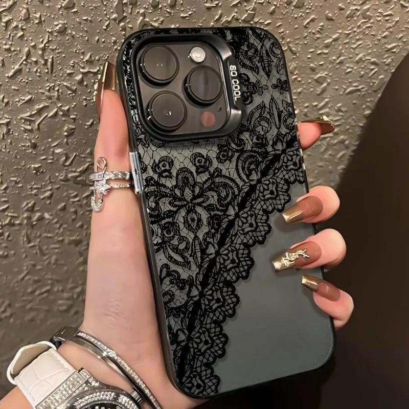 Creative Energetic Light Luxury Lace Trim Phone Case For iPhone 17 16 15 Pro Max 14 13 12 11 XS X XR 7 8 Plus 16E 17 Air Cover