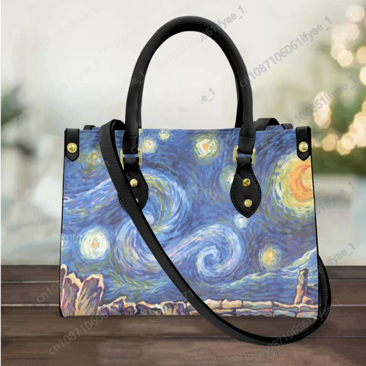 Mother's Day Gift Van Gogh Starry Night Design Fashion Messenger Bag Women Vintage Top Handle Leather Casual Shoulder Bag 2023