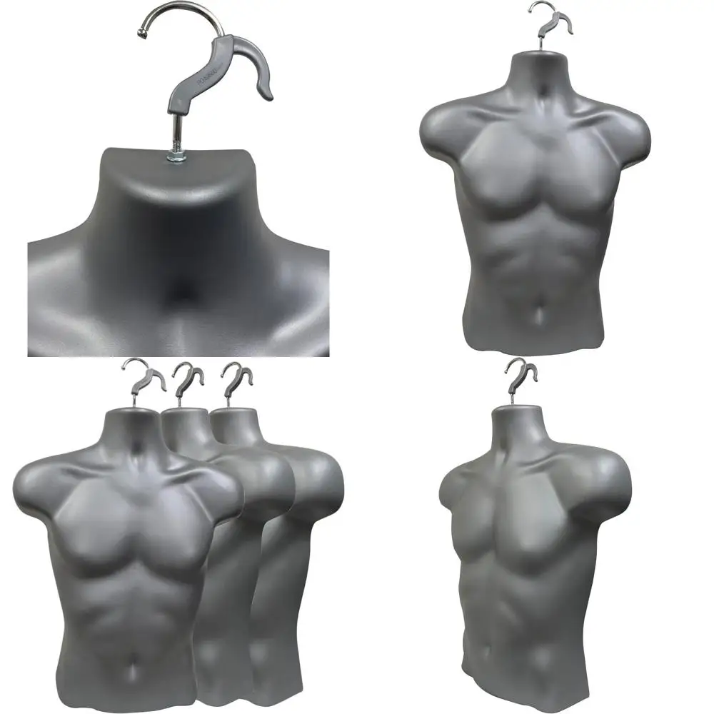 

Мужской манекен серого цвета с округлой талией, с крючком для подвешивания, размеры S-M