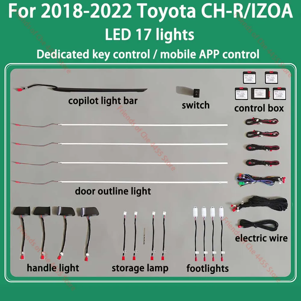 RGB LED Ambient light For Toyota C-HR IZOA 2018-2022 Atmosphere Lamp 64-color Door Trim Neon Light Footwell