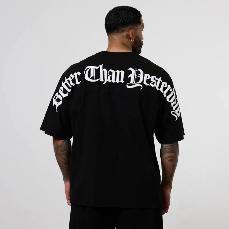 

VANQUISH men's oversized T-shirt for muscle sports and fitness pure cotton round-neck short-sleeved printed casual T-shirt loose