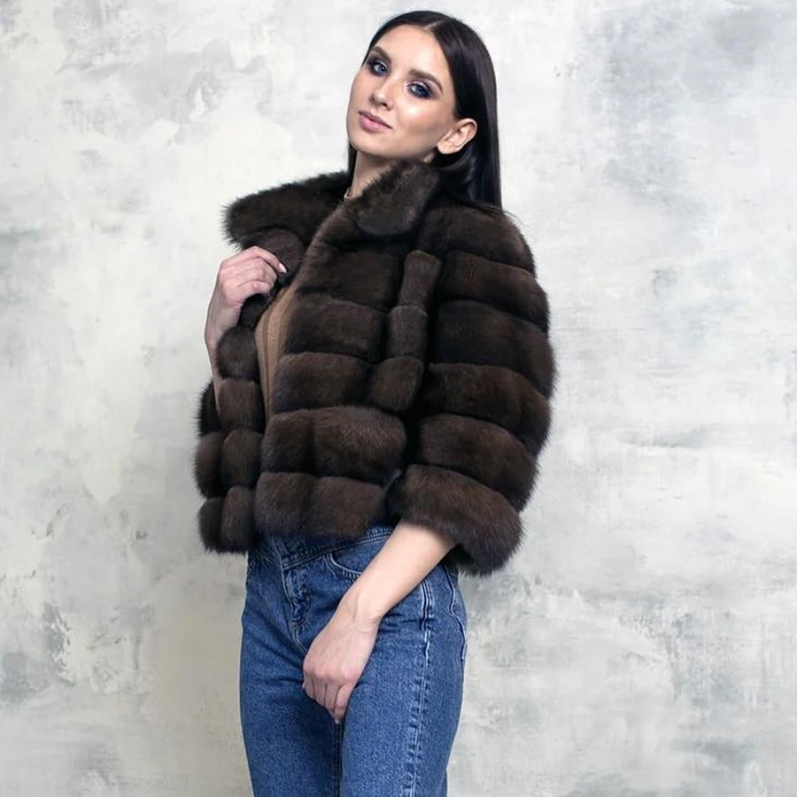 

Fur Coat Women Fox Fur Jackets Fashion New Natural Fox Fur Women's Cropped Fox Fur Jacket Winter Genuine Fur Coat