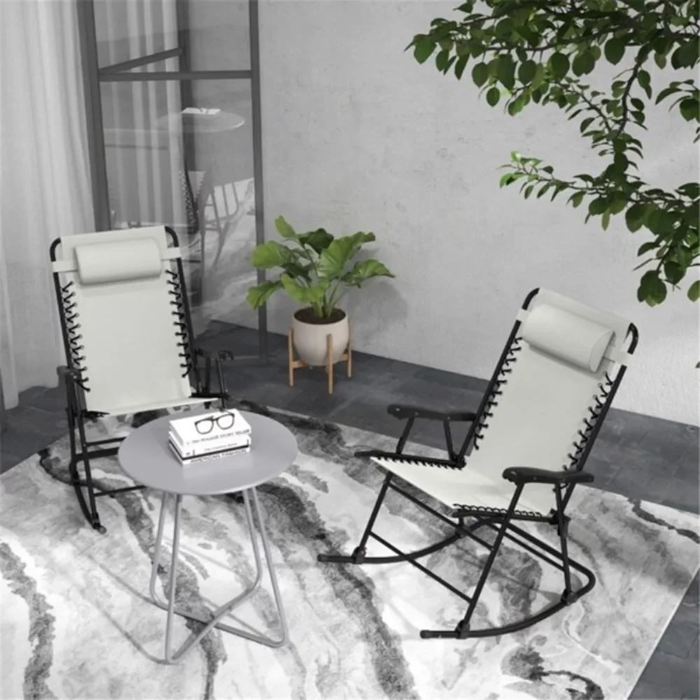 

Garden chair / Rocking Chairs Set of two portable rocking chairs to seat two adults Water-safe, powder-coated steel frame