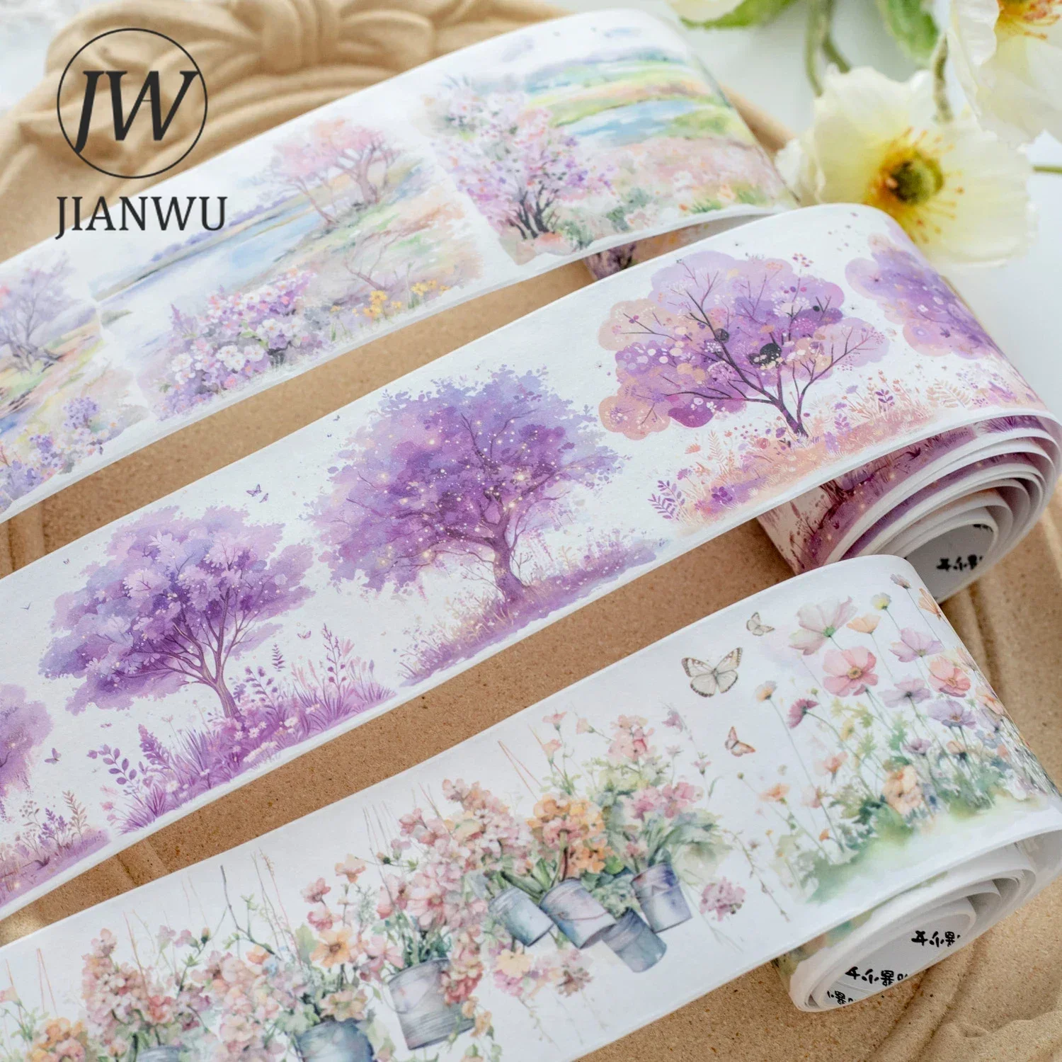 

JIANWU 65mm*200cm Walk in The Woods Series Vintage Plant Landscaping Material Collage Washi Tape Creative DIY Journal Stationery