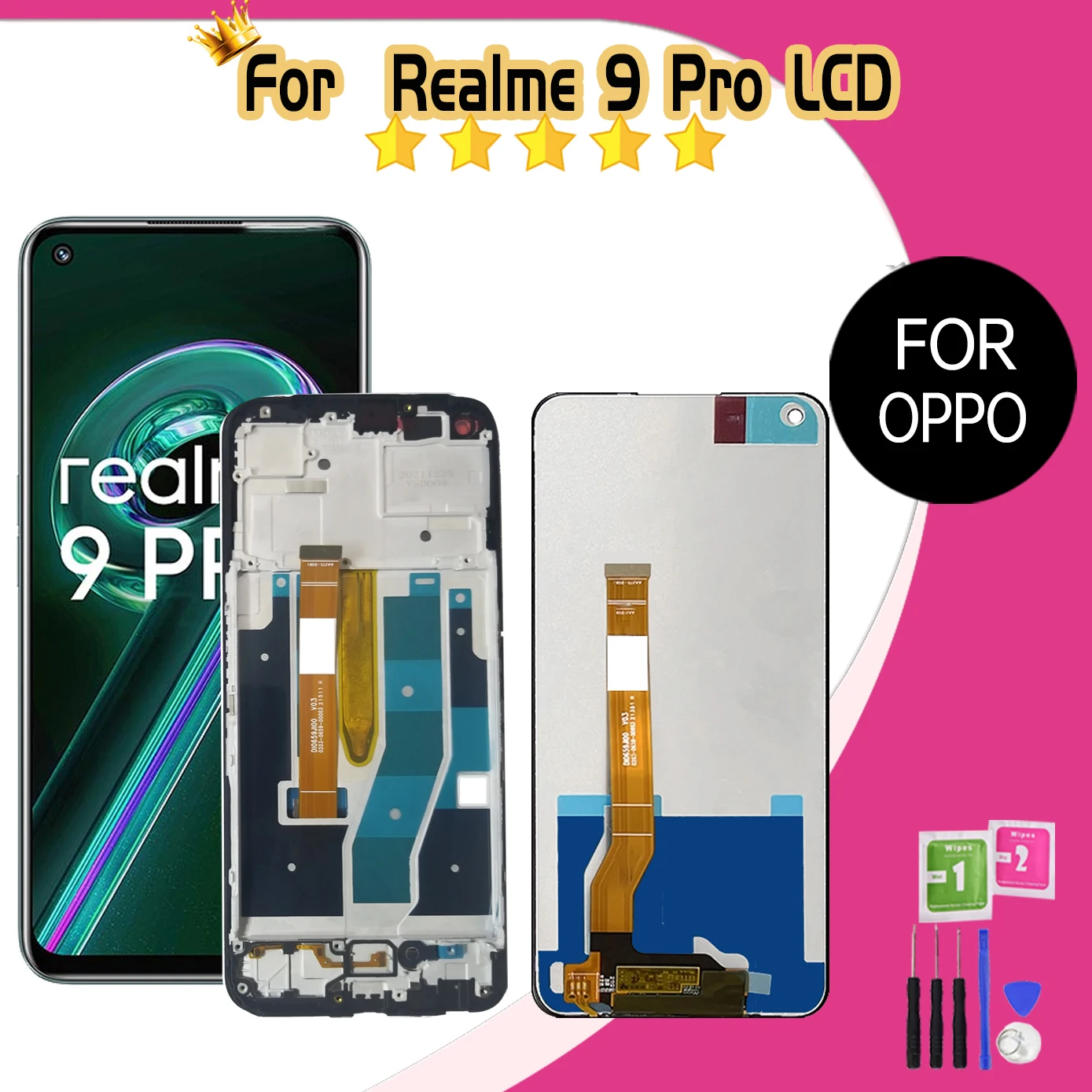 High quality Screen For Oppo Realme 9 Pro 9Pro LCD Display Screen Touch Panel Digitizer For Realme9 Pro RMX3471 RMX3472 LCD Fram