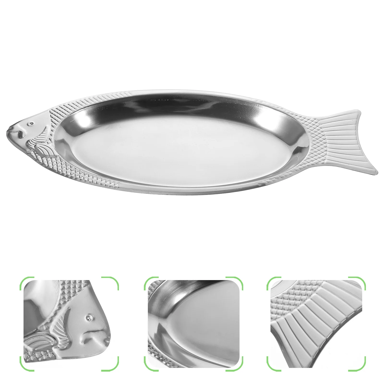 

1Pcs Magnetic Fish Plate Stainless Steel Fish-Shaped Tray Finish Strong Heat Resistant Kitchen Tableware for Food