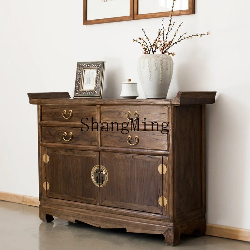 

SM new Chinese-style solid wood porch cabinet dining side furniture door living room partition decoration table table