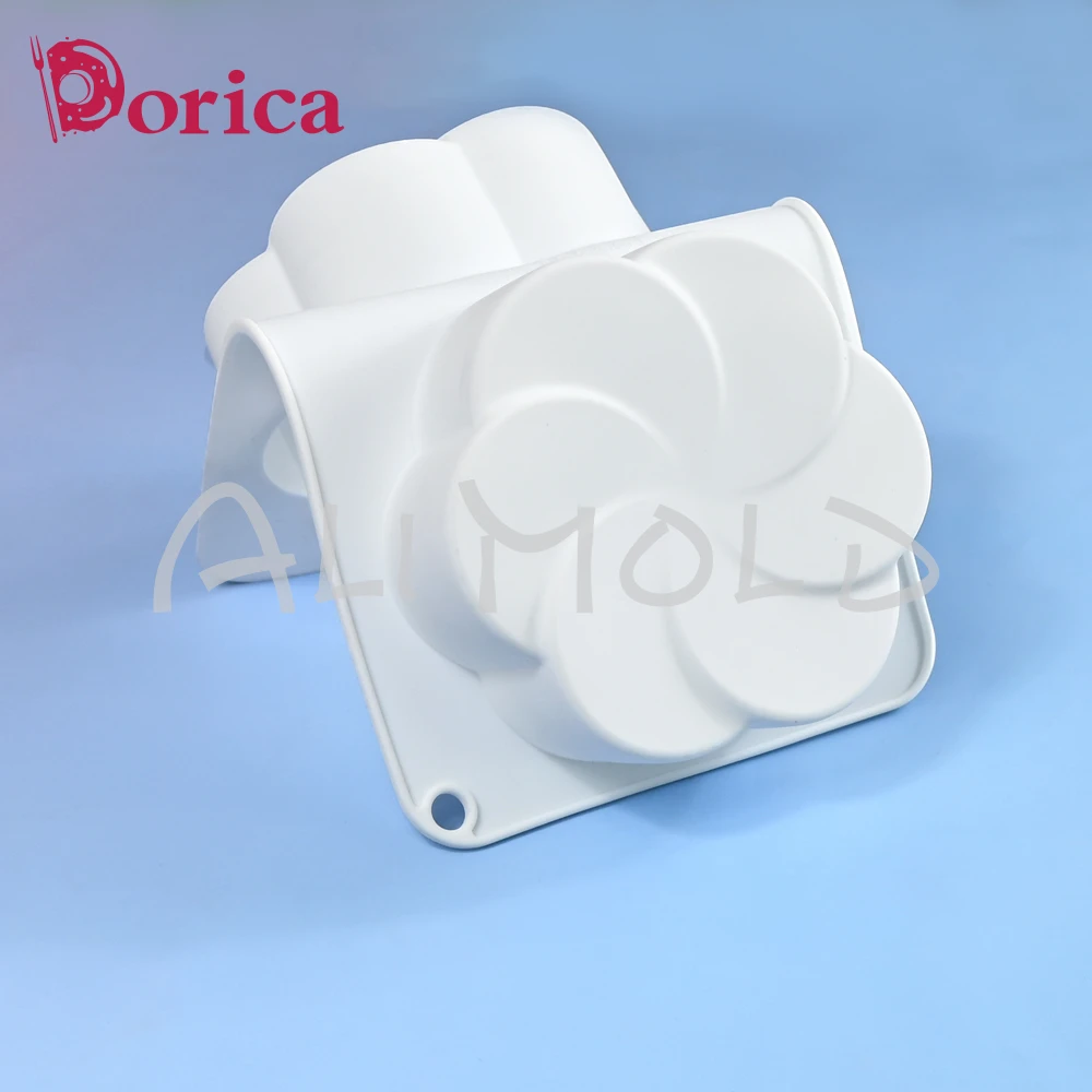 Dorica Fan-shaped Flower Silicone Molds Pudding Chocolate Mousse Mould Pastry Baking Pan Cake Decorating Tools Kitchen Bakeware