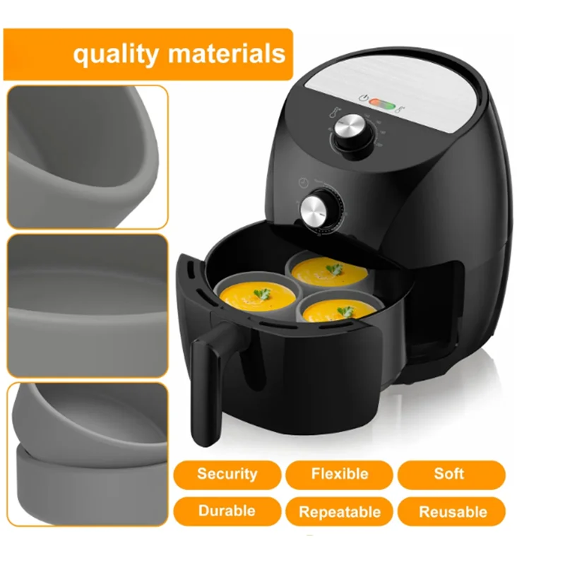 ABVJ-3Pcs Air Fryer Egg Mold Silicone Egg Poacher Cups Nonstick Egg Boiler Mould Cup Microwave Cooker Egg Bite Maker