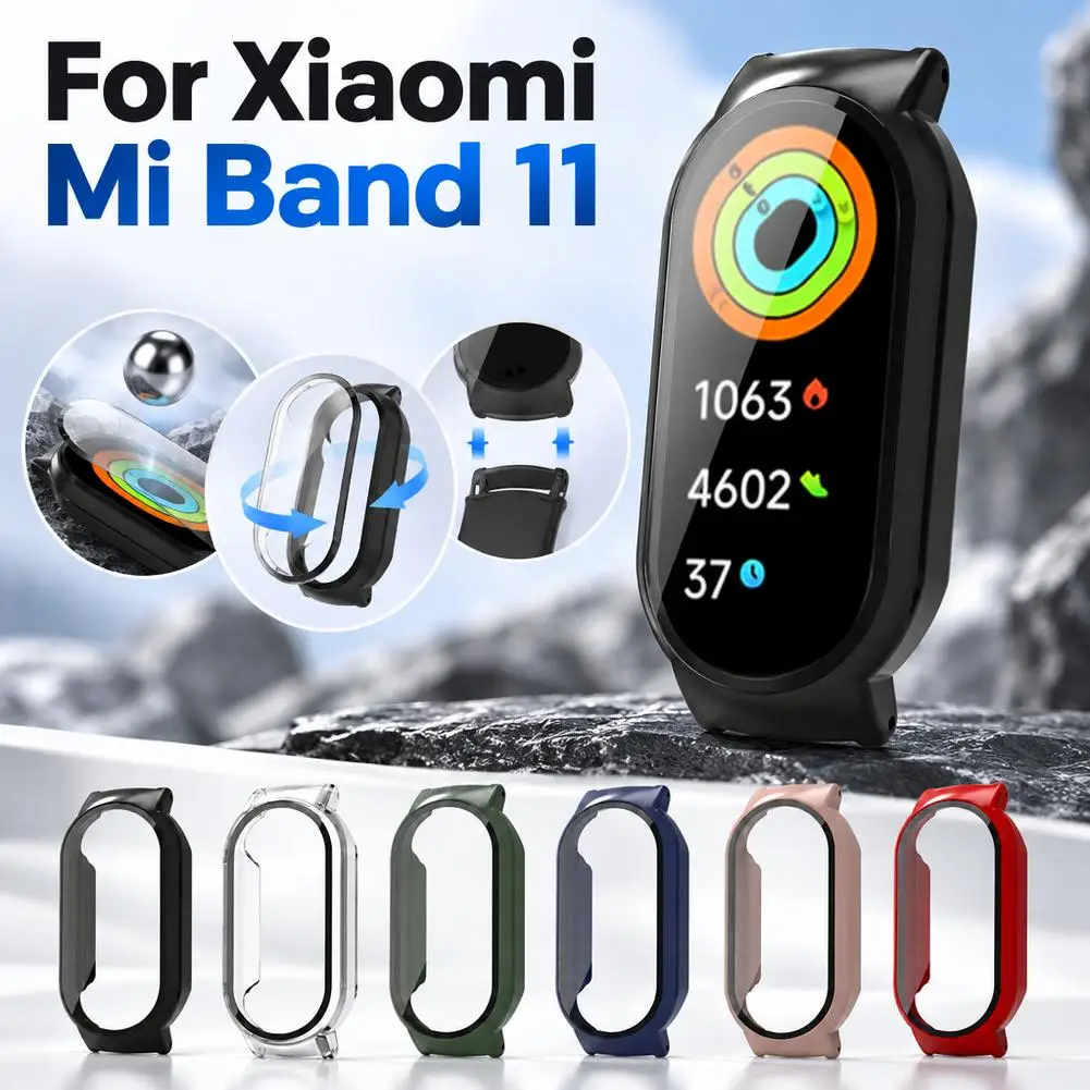 Integrated Case with Screen Protector for Xiaomi Band 11/11 NFC Case and Screen Protector Hard PC Bumper Shell Accessories