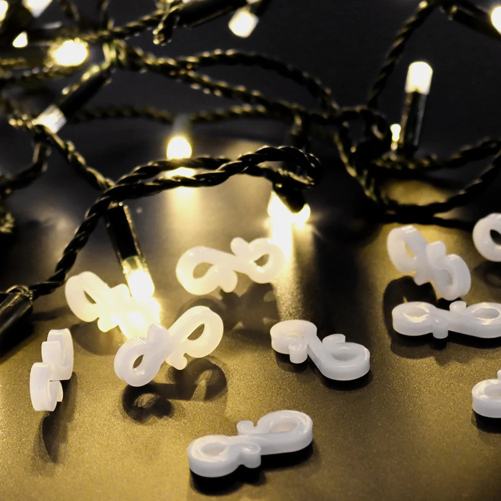 

100Pcs S Shape Hooks Plastic Gutter Clips for Outdoor Light Hanging Waterproof Frost Resistant Reusable Christmas Icicle Lights