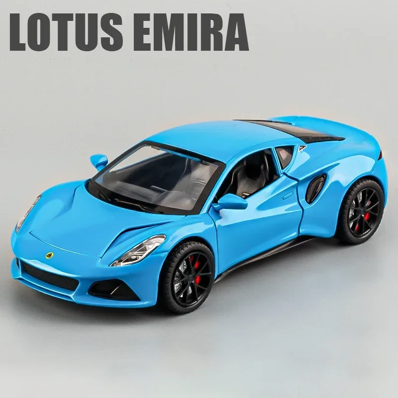 

Коллекционная игрушка Lotus EMIRA Supercar в масштабе 1:24, Игрушечная модель автомобиля из сплава под давлением, модель со звуком и искусственной кожей, коллекционная игрушка, подарок на день рождения