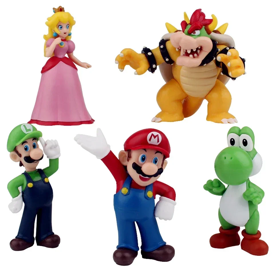 50pcs Super Mary Action Figure Toys Mario Bros Luigi Yoshi Donkey Kong Wario Anime Model Ornaments Children Birthday Gifts