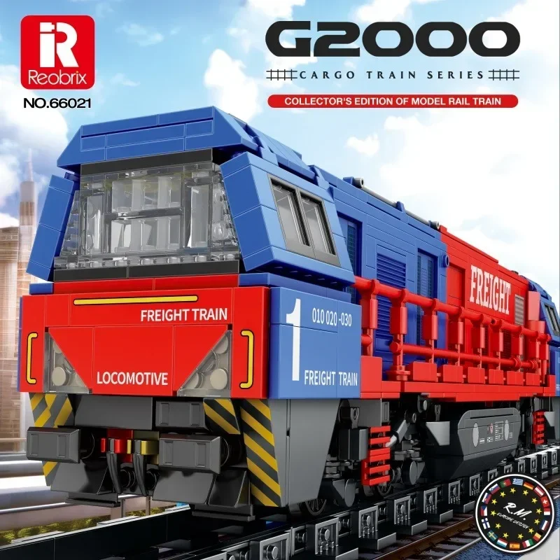 

City Trains MOC 66021 G2000 European Freight Train Railway Model 1980PCS Building Blocks Brick Toys for Boys Kids Birthday Gift