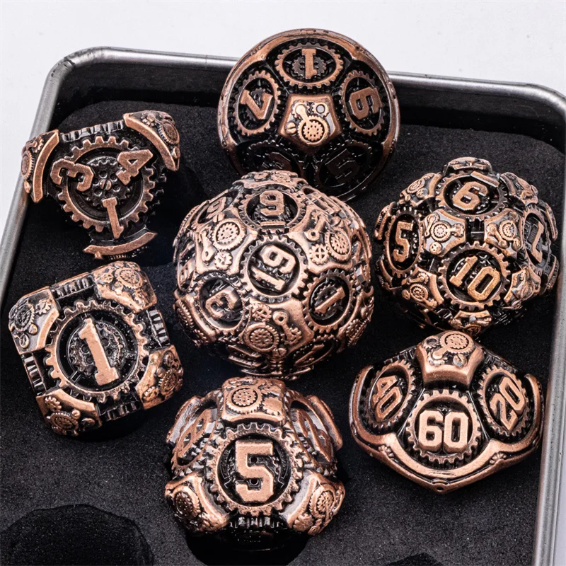 7-teiliges Würfelset DND Metall Komplettset für Dungeons and Dragons Polyedrische RPG D&D Geschenkidee – Detail 19