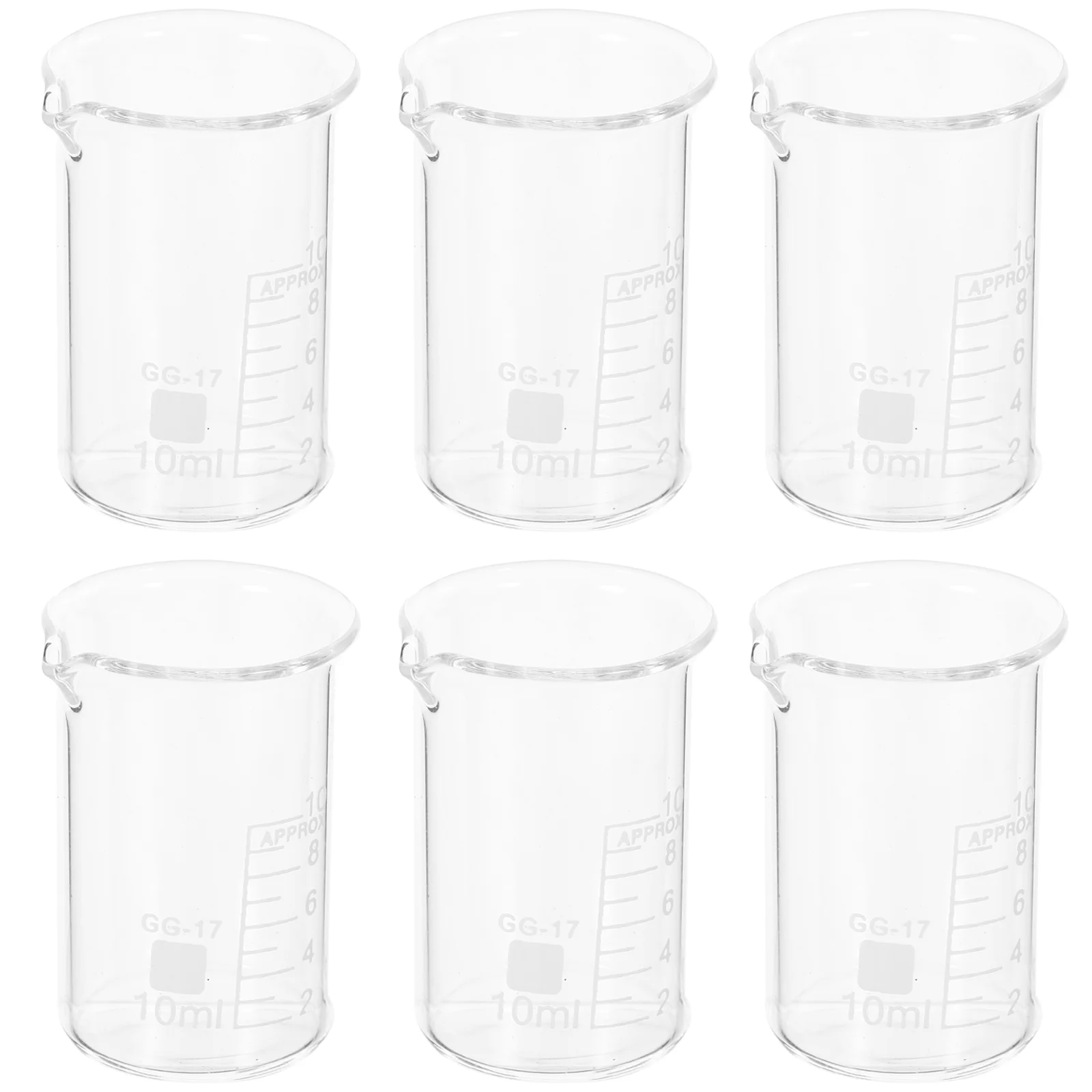 6 Pcs Small Glass Beaker 10ml Experimental Equipment Chemistry Laboratory Beakers Measuring Cups Liquid Supplies Glassware Tool