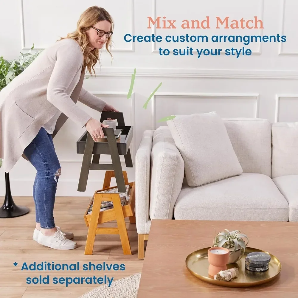 調節可能なスタッキングシェルフ フルエッジ付き 本棚 ナチュラル