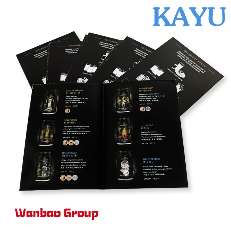 Custom  Custom A4 Design Printing Service Fold Brochure Catalog Restaurant Menu Personalized Beer Stand Board Product Coated Pap