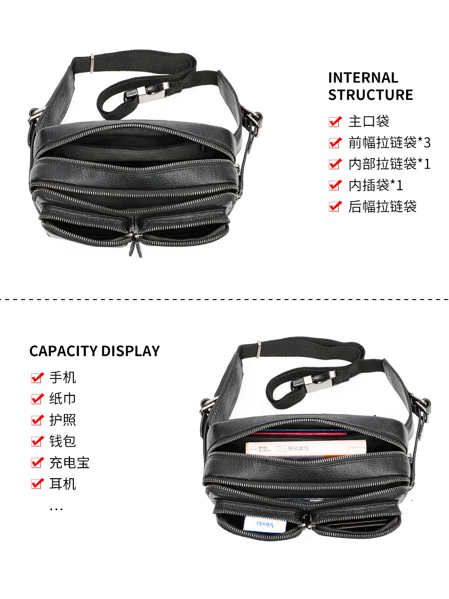 정품 가죽 패니 팩 허리 가방, 조절 가능한 벨트가 있는 정리함, 대용량 다중 포켓, 남성 및 여성용 허리 팩