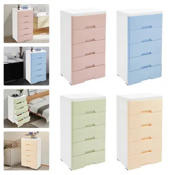 43.5*29*80公分 PP材質抽屜櫃,粉紅色/黃色/藍色/綠色,長方形儲物櫃,5個抽屜,落地式,適用於臥室 8 最佳銷售 小梳妝台 - №1