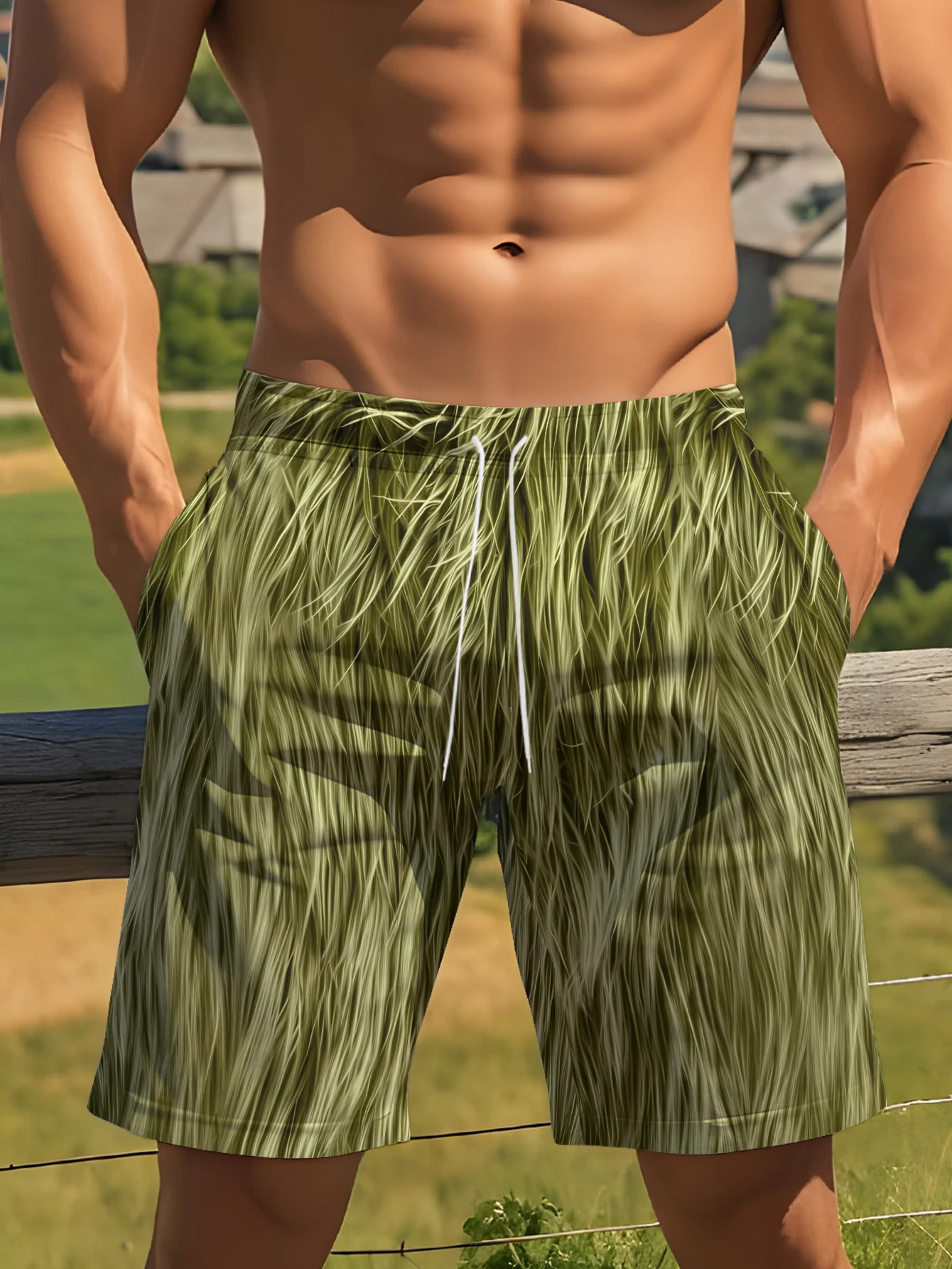 

Mens Orange Tropical Leaf Print Quick Dry Drawstring Waist Beach Shorts Swim Trunks 2026