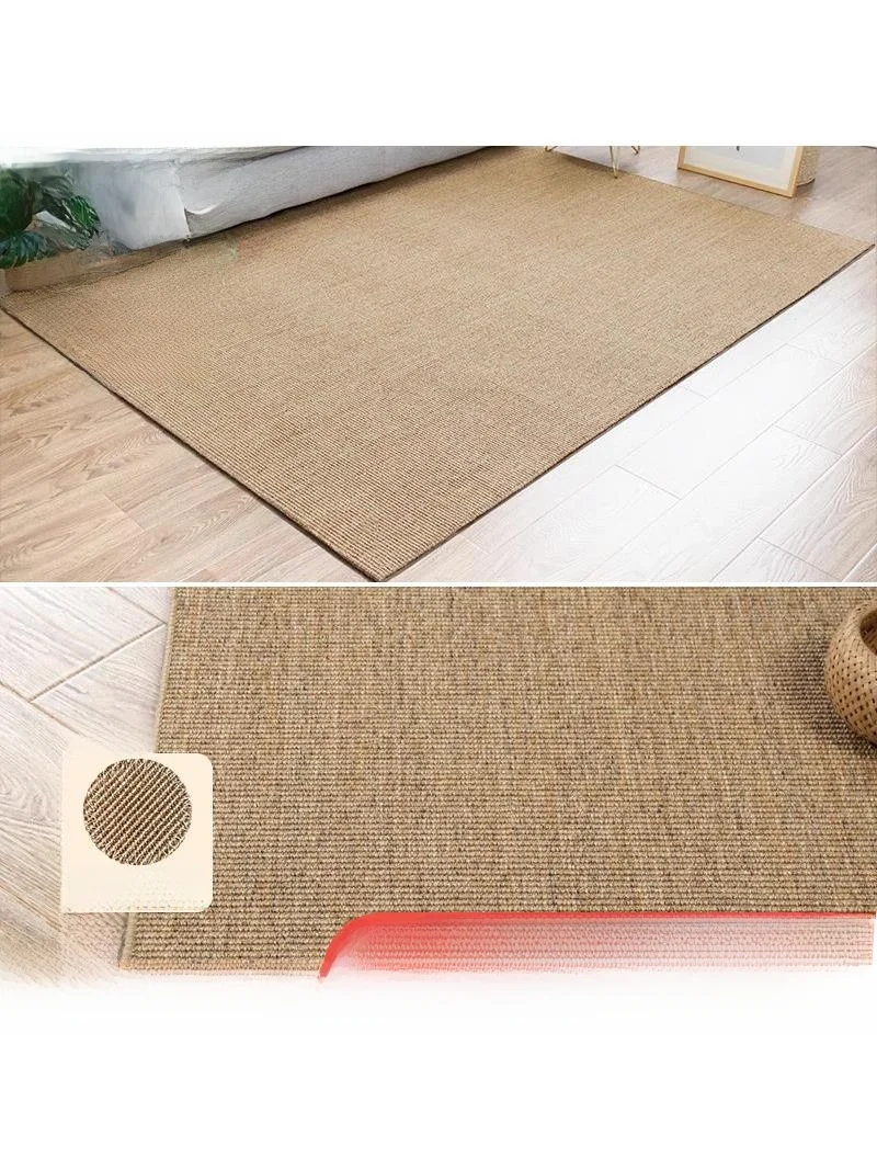 

Handmade Linen Jute Carpet for Living Room Bedroom Tea Table Mat Home Tat Mat Japanese Sle Yellow Jute Floor Mat