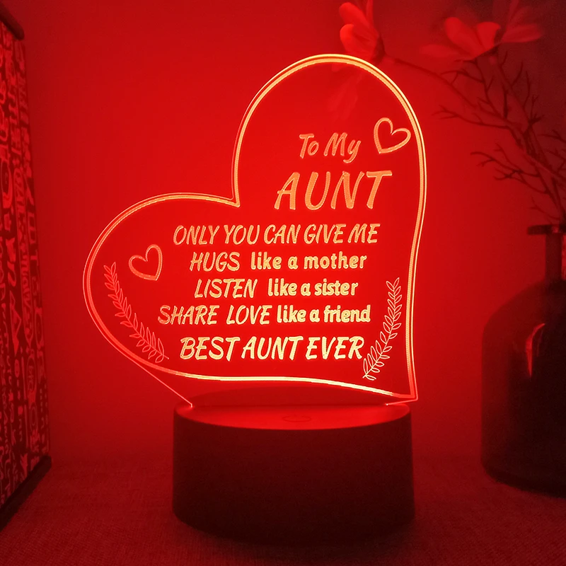 Personalized Gift For Aunt Led Lamp For Bedroom Best Aunt Ever Bedside Rechargeable Creative Night Lights Birthday Gift
