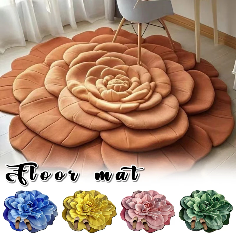 

Flower Shaped Non-Slip Area Rug Soft Plush Polyester Oval Carpet for Living Room, Entryway, Coffee Table, Modern Home Decor