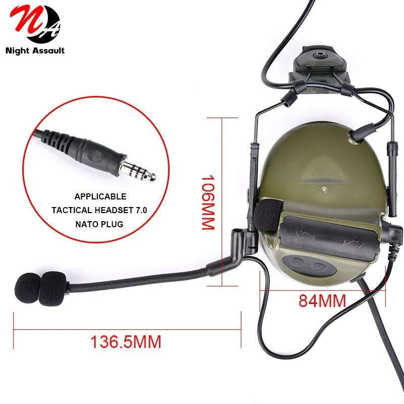 WADSN Tacti Army Hunting Shooting Headsets Helmet Airsoft Paintball CS Wargame Headphone No pickup noise reduction