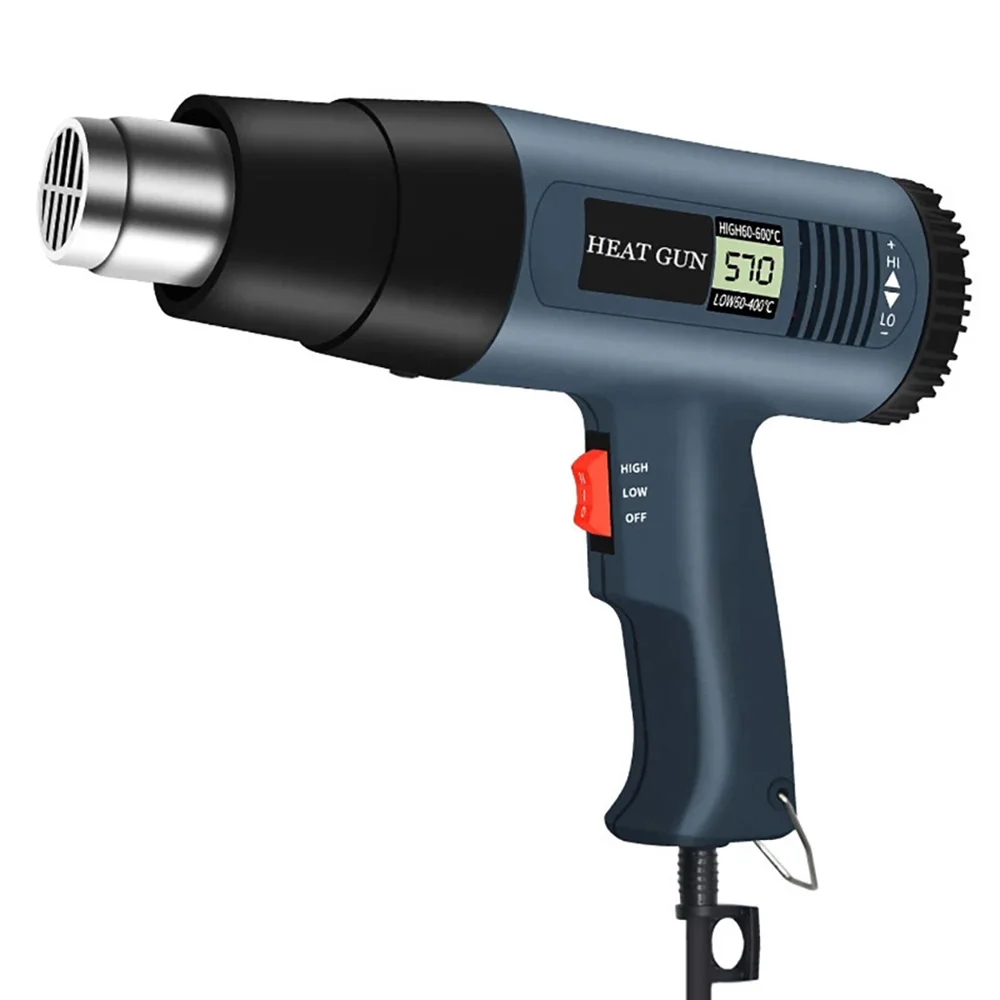 Lcd Display Digital Pistola de ar Quente Alta Potência Secador Cabelo Embrulho Térmica Psiquiatra Filme Carro Reparação Ferramenta 220v Plugue da ue Alta Qualidade