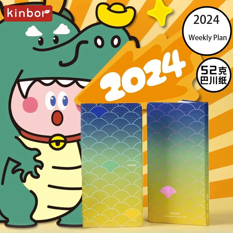 Kinbor-Agenda Semanal 2024, de papel de cuaderno pequeño BaChuan, semanas, cuadernos, libro de planificación diaria, gestión del tiempo, Bloc de notas, regalos de Todolist