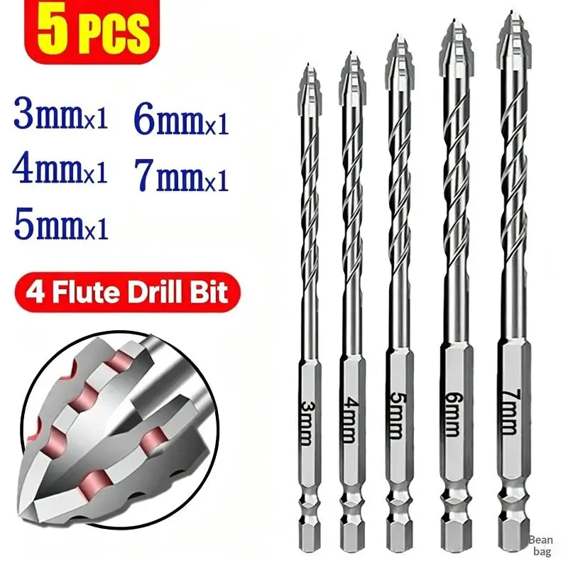 New Zig-Zag Carbide Drill Bit – 4x Stronger. Suitable For Drilling Metal, Concrete, Tile, And Glass. Sizes: 3–12 Mm.