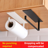 Non-perforated kitchen tissue rack, toilet paper roll rack, hanging rack, cling film storage rack, toilet paper hook