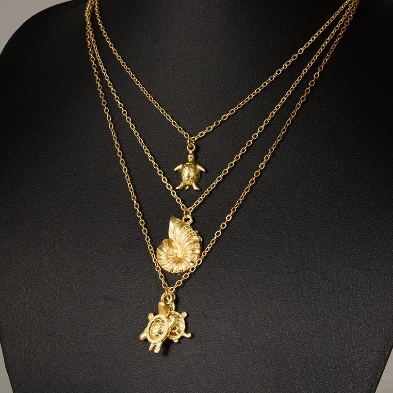 Creative Sea Animal Turtle Charms Necklaces Diy Tortoise Pendant Chain Collier For Women Party Gift Jewelry Wholesale Bulk