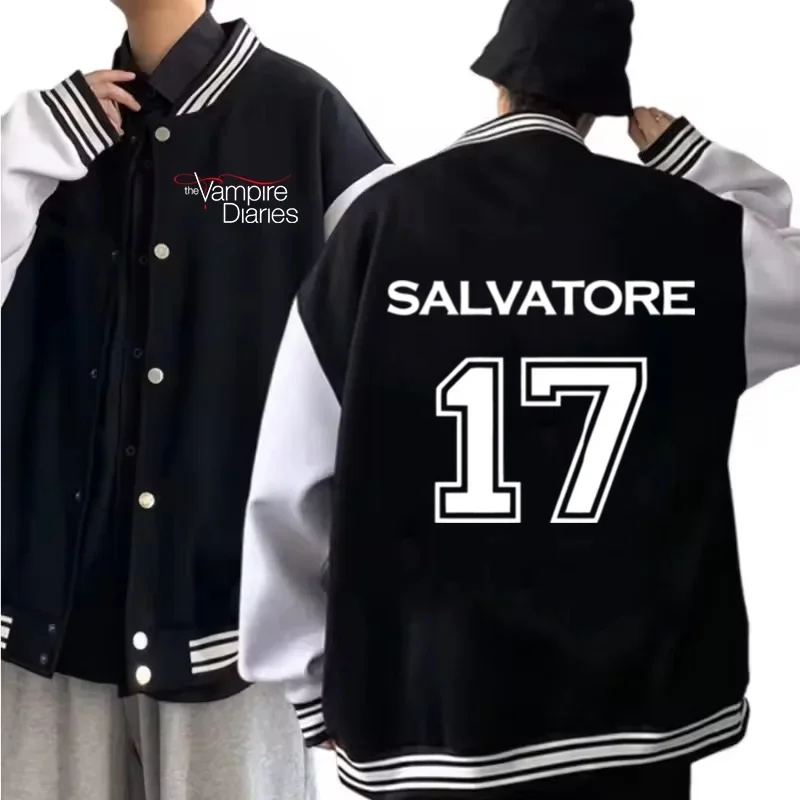 Hot Movie The Vampire Diaries Baseball Uniform Women Men Fashion Long Sleeve Jacket Fan Gift Sportswear Cool Logo Jackets Coats