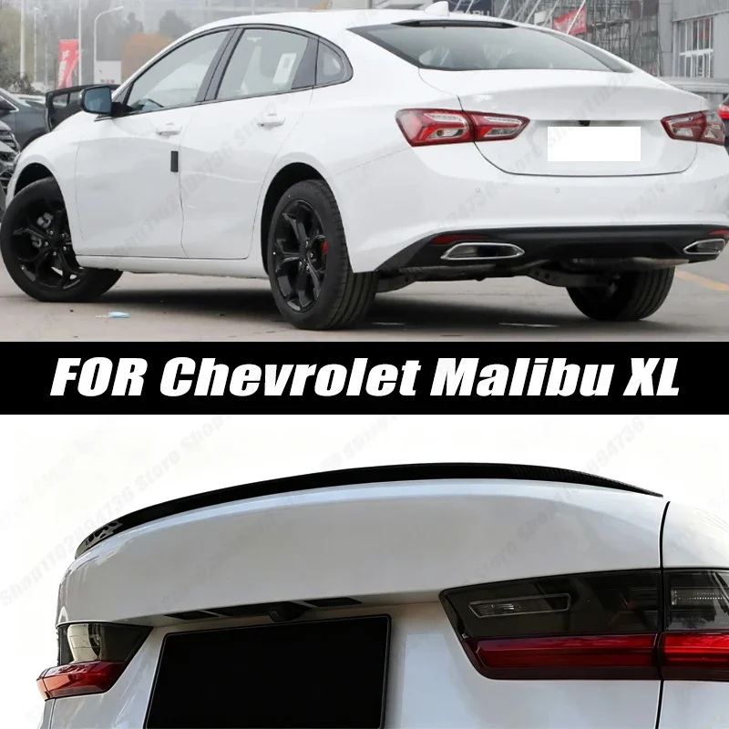 120CM Glossy Black Soft Rubber Universal Rear Trunk Spoiler 5D Carbon Look Tail Wing Fit For Chevrolet Malibu XL Car Accessories
