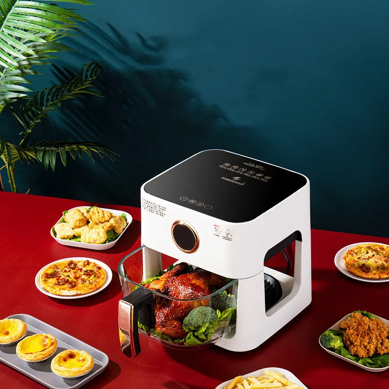 Panoramic View Air Fryer Household Multifunctional Intelligent French Fry Machine 5L Large Capacity Automatic Electric Fryer