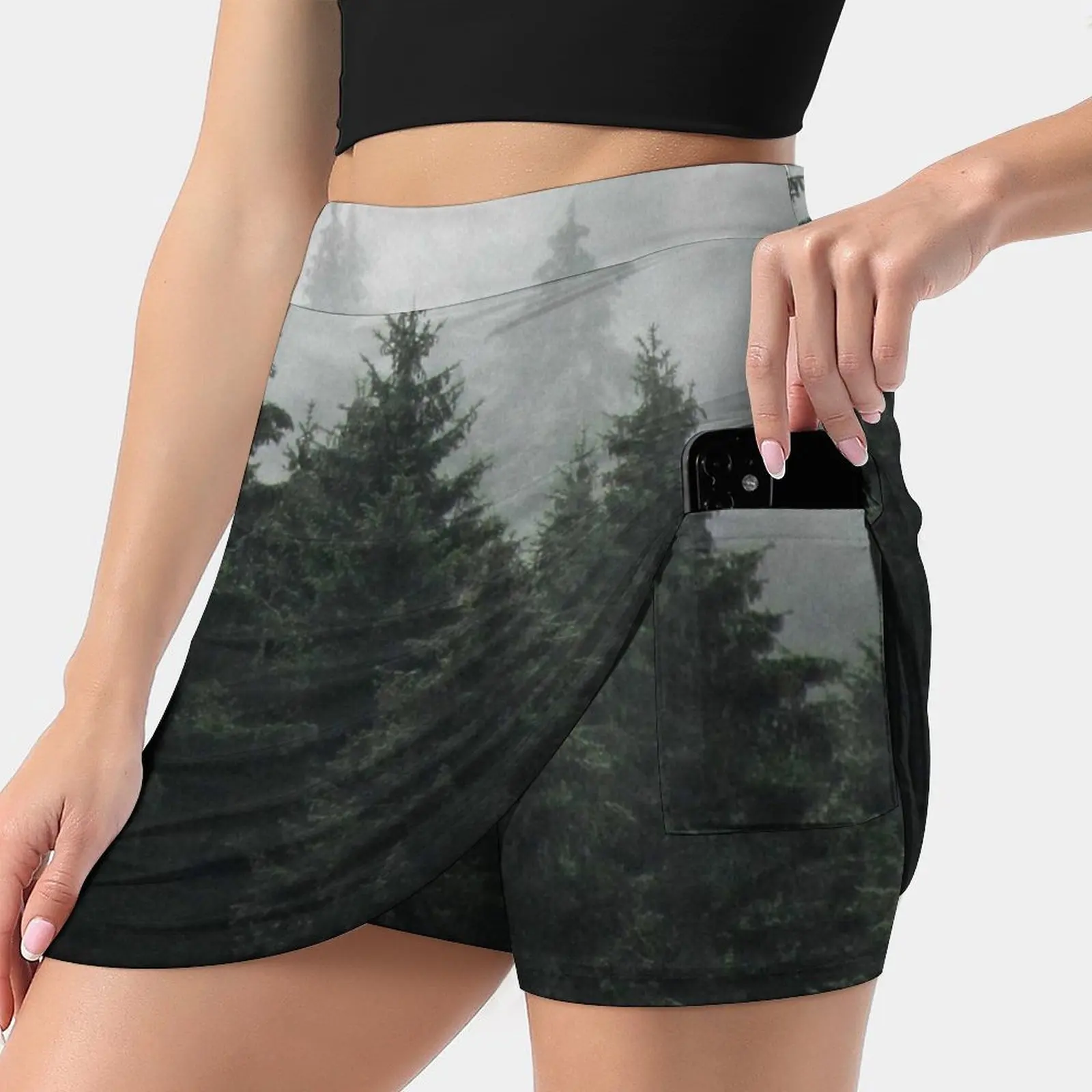 

Waiting For Women's skirt Aesthetic skirts New Fashion Short Skirts Landscape Moody Mountain Adventure Fog Mist Wanderlust